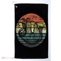 Sloth Lover Gifts Retro Sunset Funny Animal Sloth Silhouette Golf Towel thumb 0