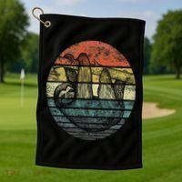 Sloth Lover Gifts Retro Sunset Funny Animal Sloth Silhouette Golf Towel thumb 1