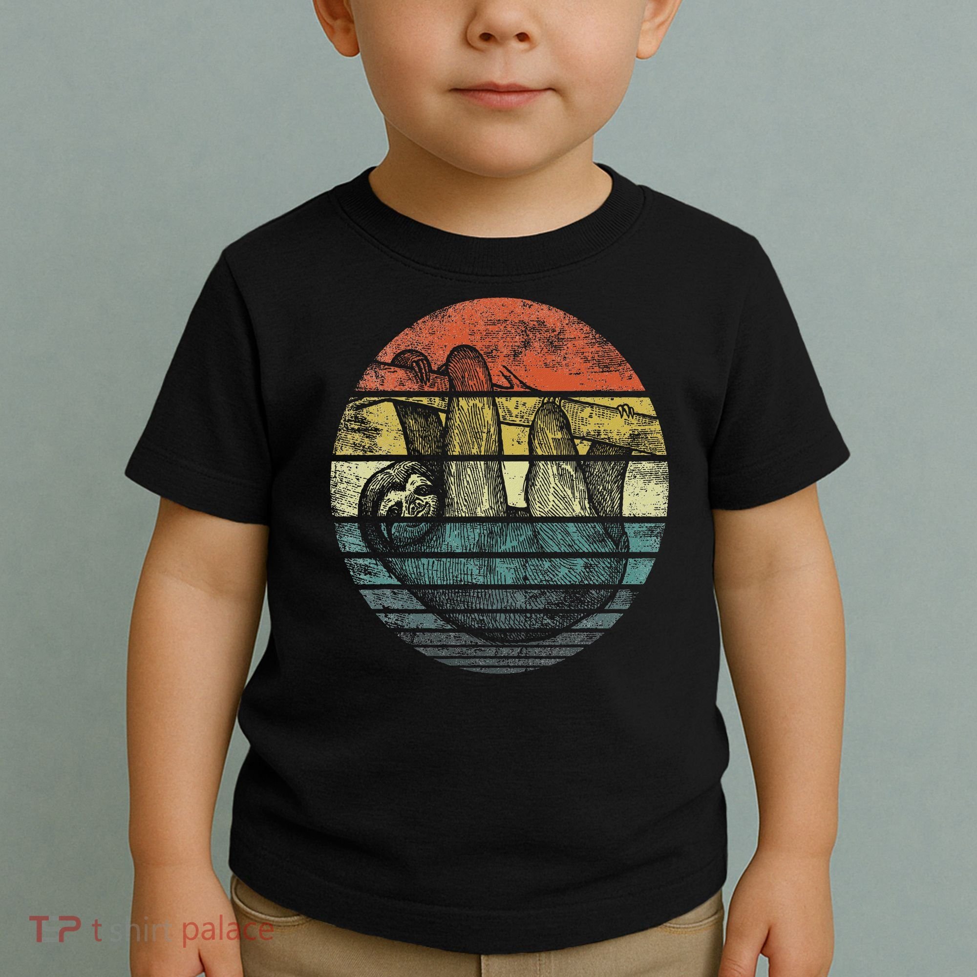 Sloth Lover Gifts Retro Sunset Funny Animal Sloth Silhouette Toddler T-Shirt