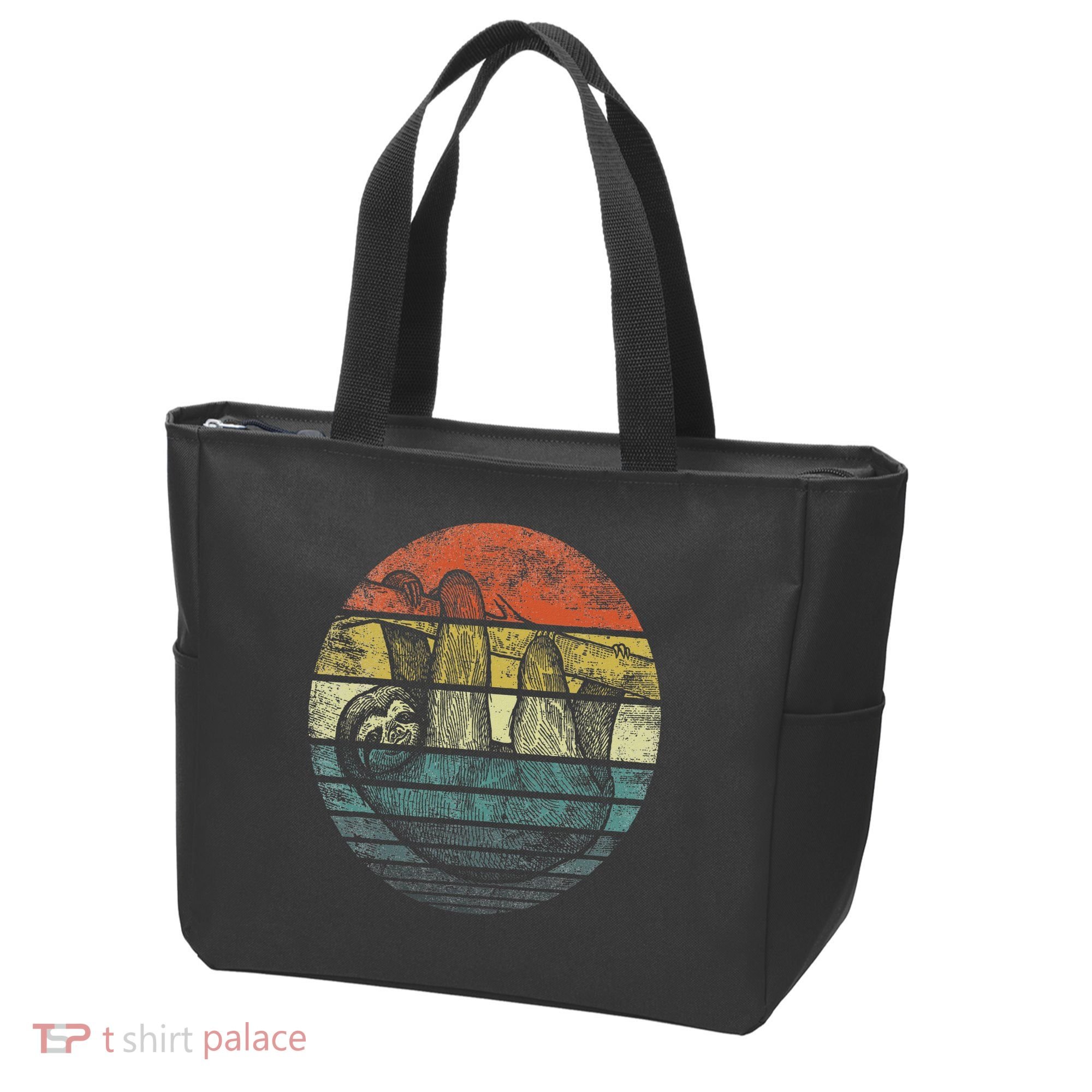 Sloth Lover Gifts Retro Sunset Funny Animal Sloth Silhouette Tote Bag