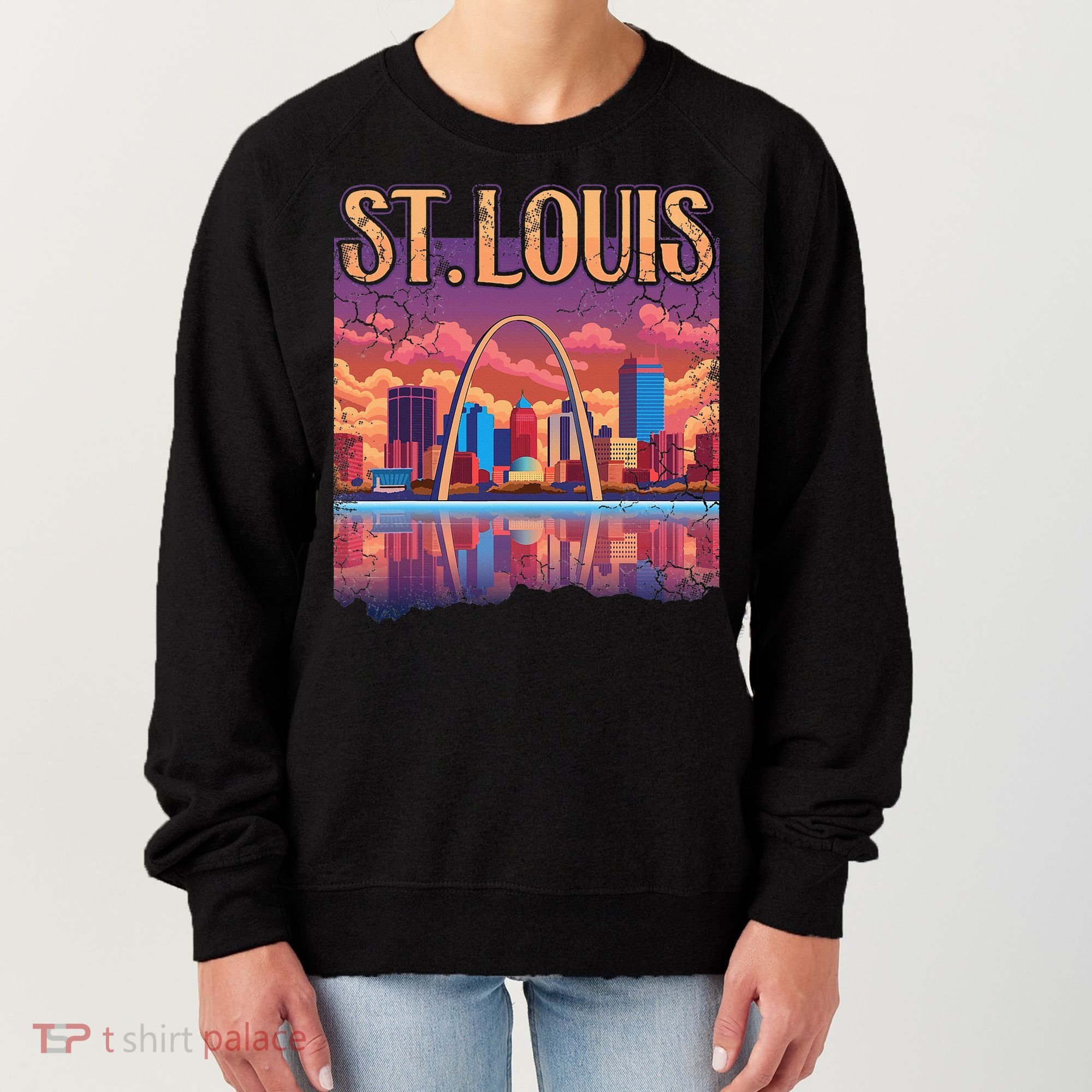 St Louis Gateway Arch Missouri Cityscape Skyline Women's Sweatshirt