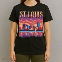 St Louis Gateway Arch Missouri Cityscape Skyline T-Shirt thumb 4