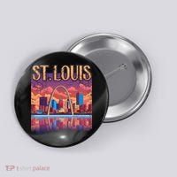 St Louis Gateway Arch Missouri Cityscape Skyline Button thumb 0