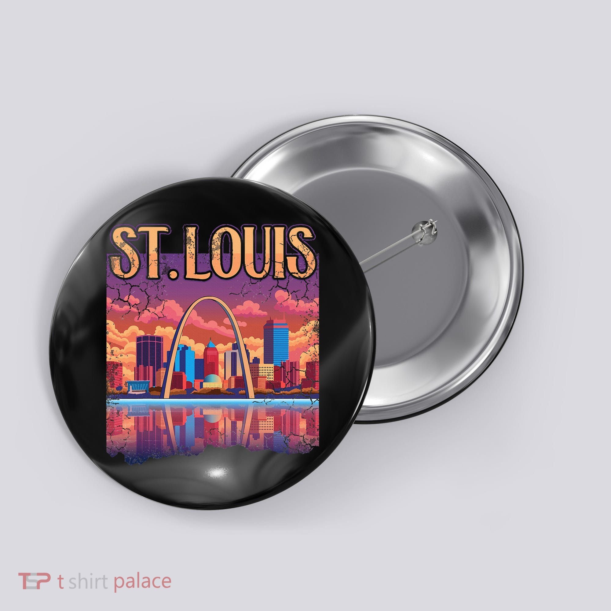 St Louis Gateway Arch Missouri Cityscape Skyline Button