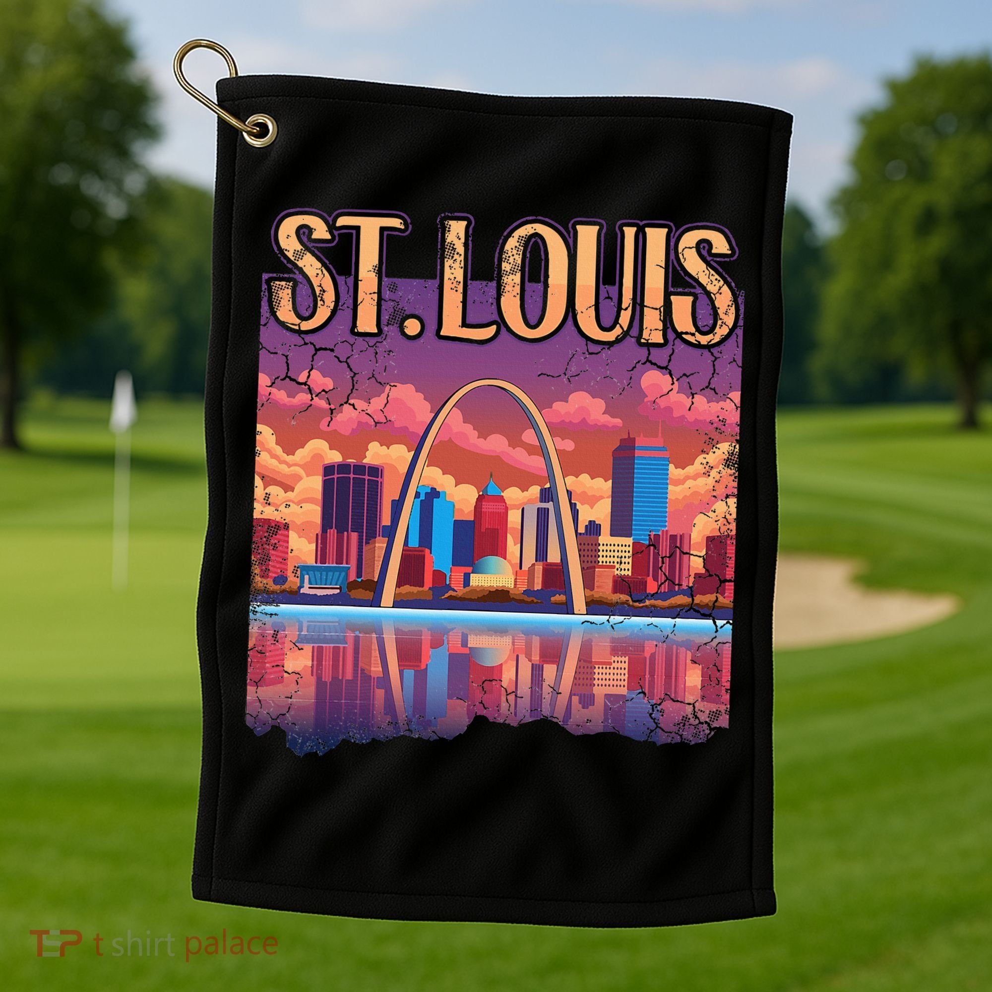 St Louis Gateway Arch Missouri Cityscape Skyline Golf Towel