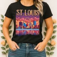 St Louis Gateway Arch Missouri Cityscape Skyline Women's T-Shirt thumb 2