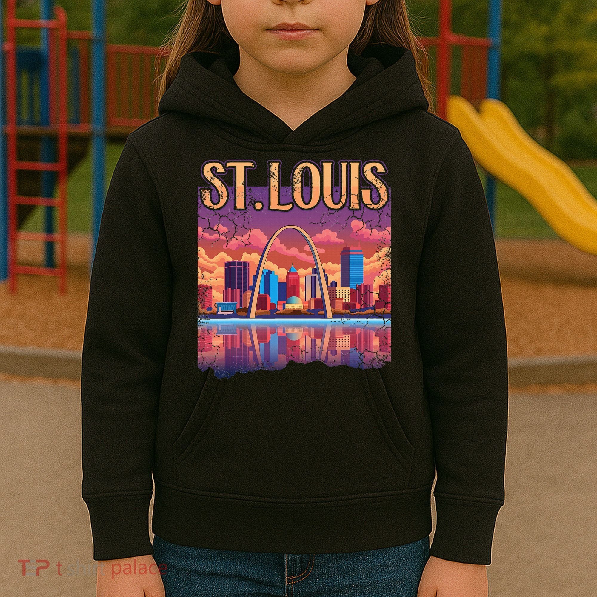 St Louis Gateway Arch Missouri Cityscape Skyline Kids Hoodie