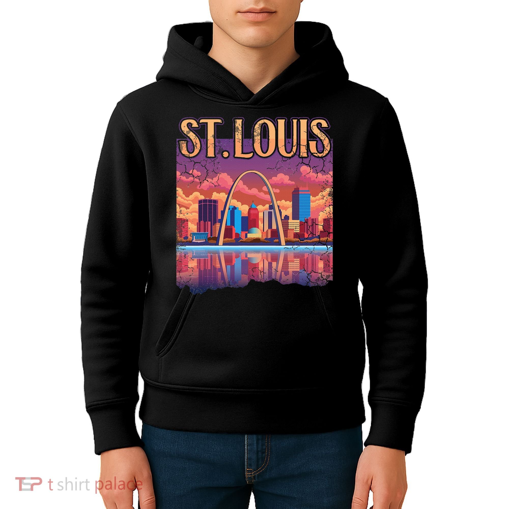 St Louis Gateway Arch Missouri Cityscape Skyline Kids Hoodie