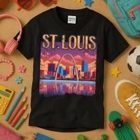 St Louis Gateway Arch Missouri Cityscape Skyline Kids T-Shirt thumb 3