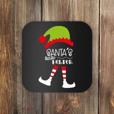 Santas Little Helper Elf Holiday Coaster