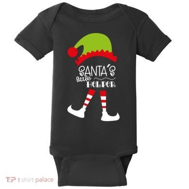Santas Little Helper Elf Holiday Baby Bodysuit