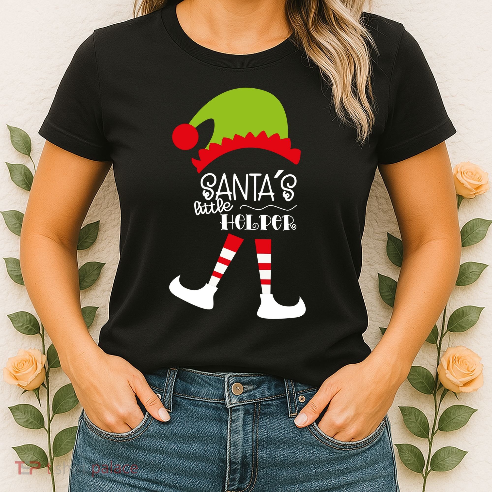 Santas Little Helper Elf Holiday Women's T-Shirt