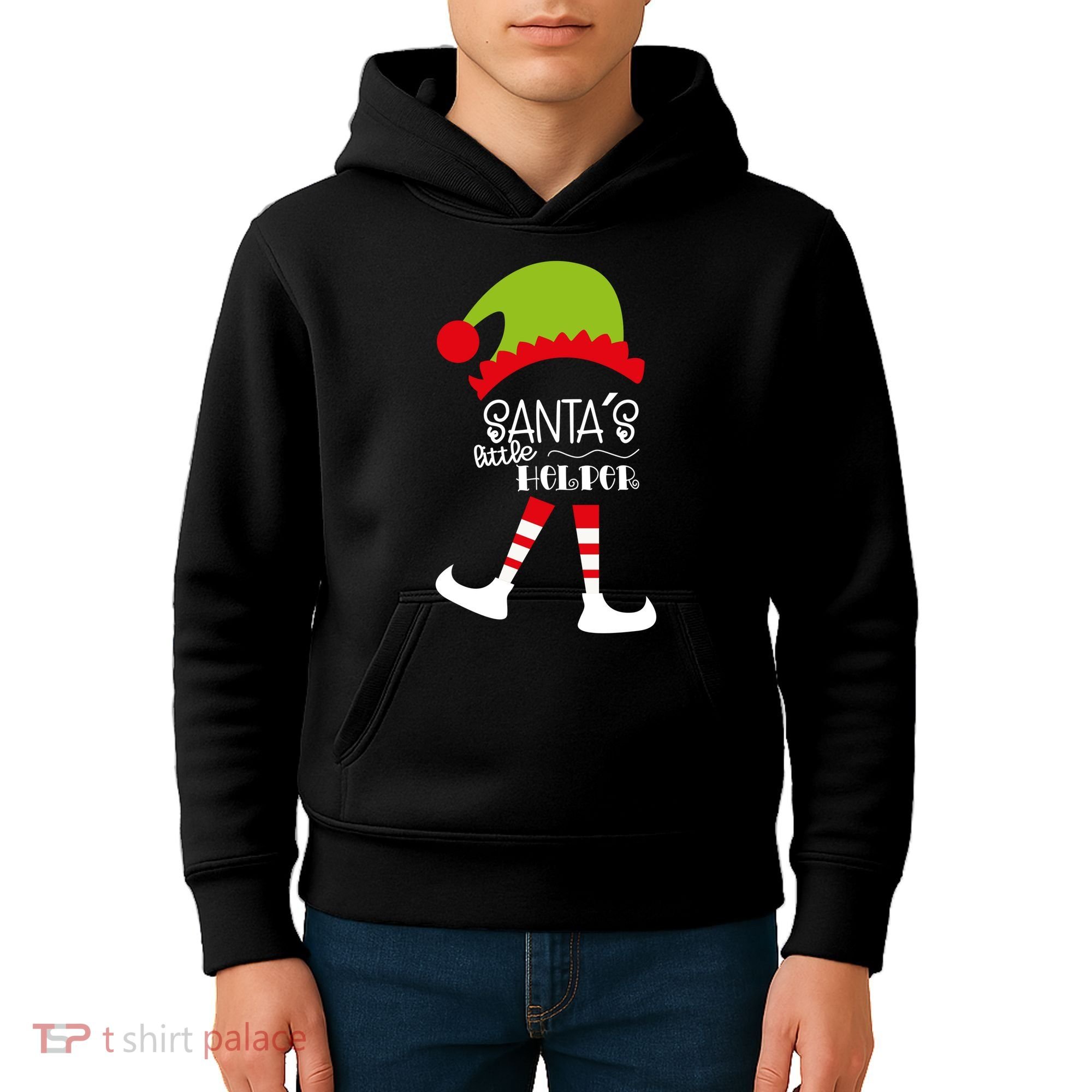 Santas Little Helper Elf Holiday Kids Hoodie