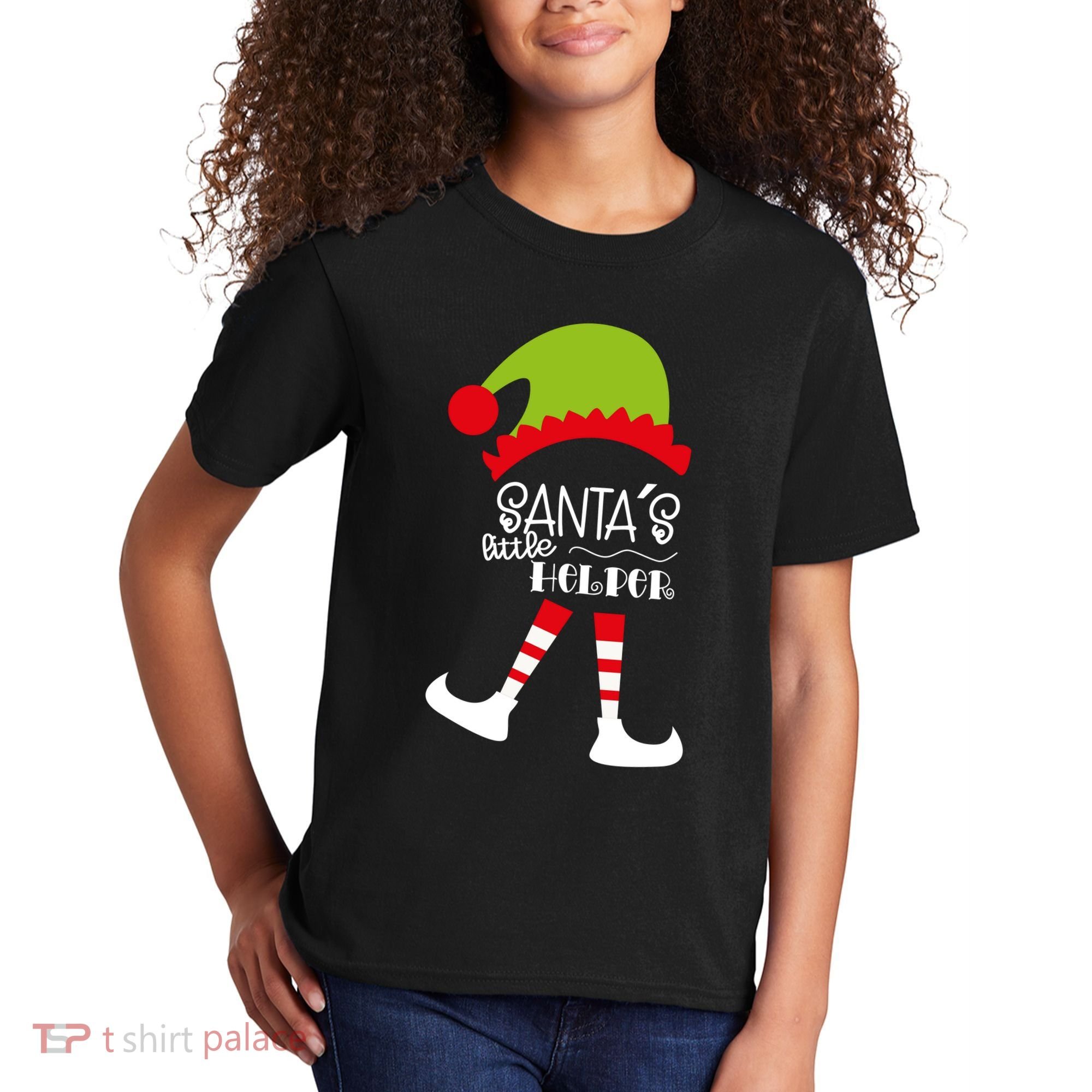 Santas Little Helper Elf Holiday Kids T-Shirt