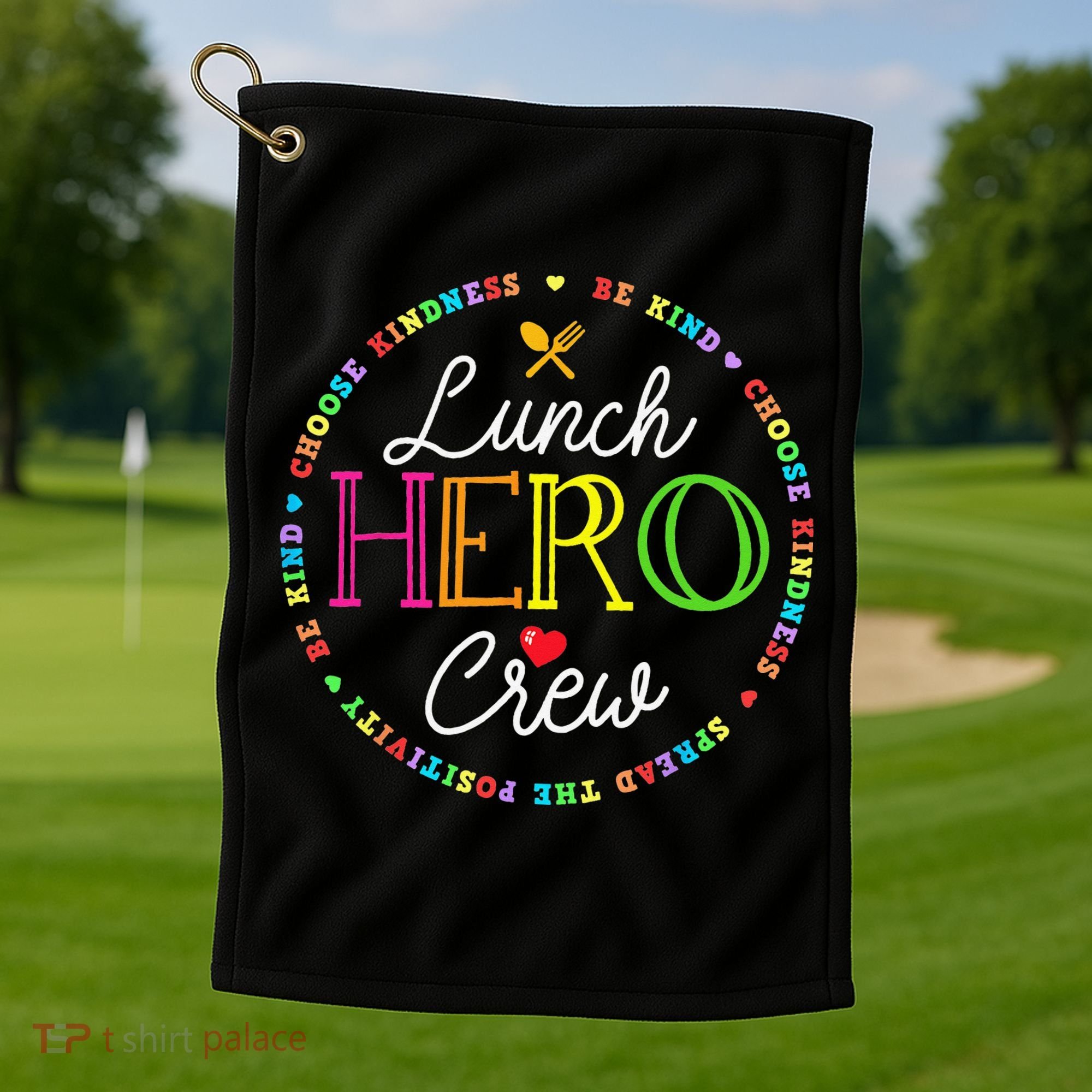 School Lunch Hero Squad Funny Cafeteria Workers Crew Lady Golf Towel