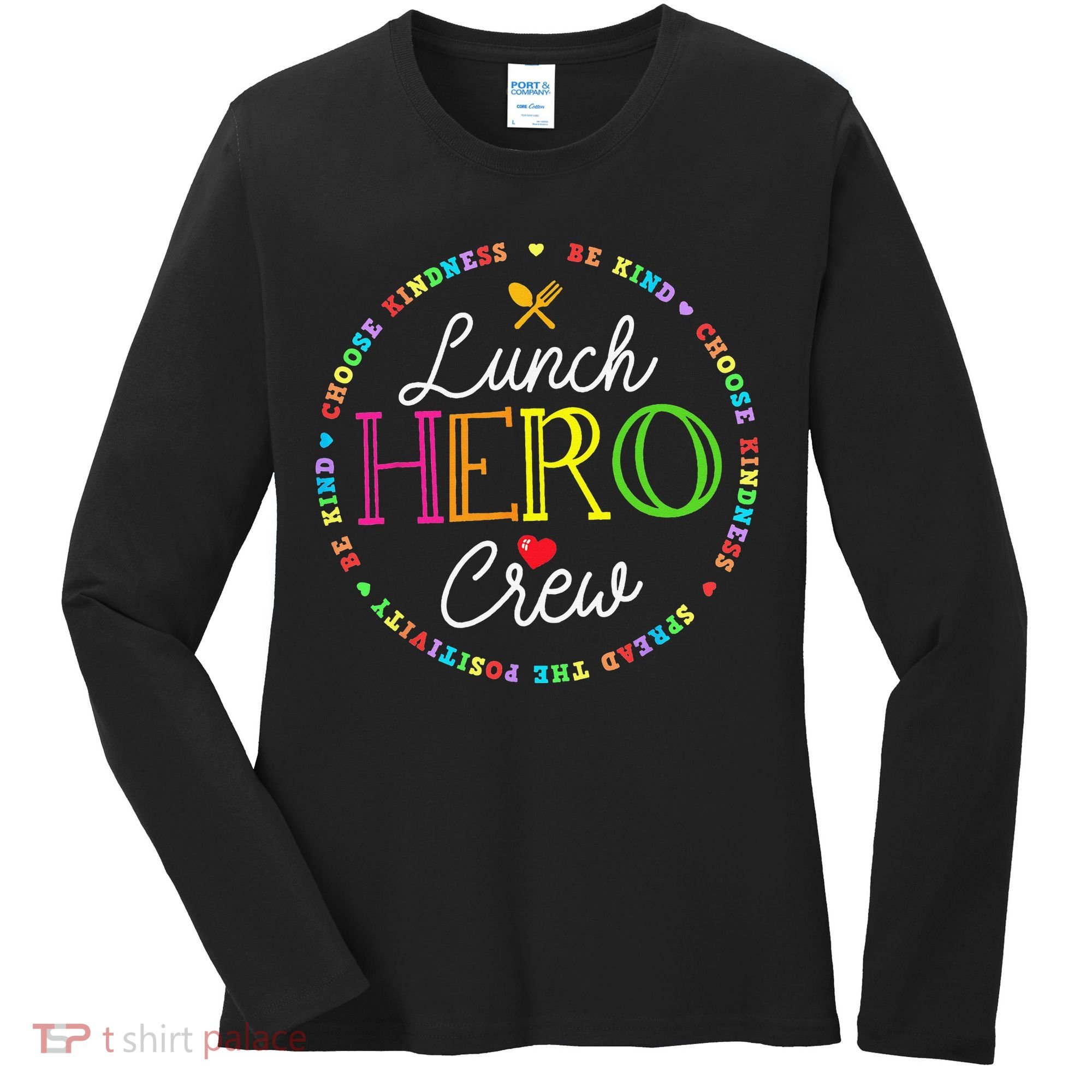 School Lunch Hero Squad Funny Cafeteria Workers Crew Lady Women's Long Sleeve Shirt