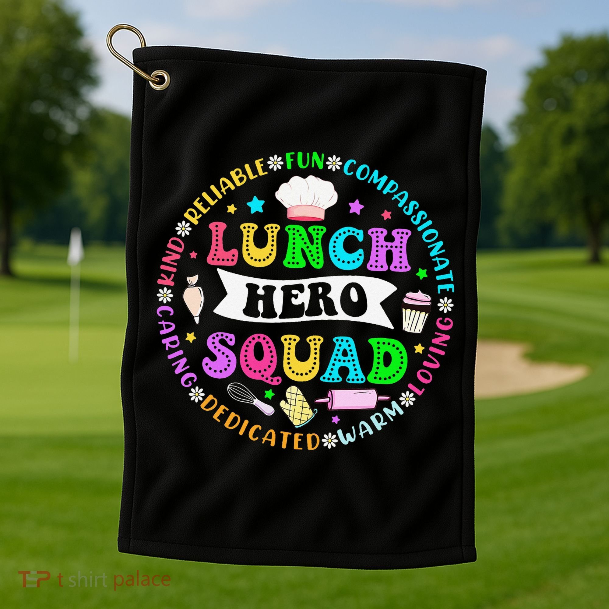 School Lunch Hero Squad Funny Cafeteria Workers Lunch Lady Golf Towel