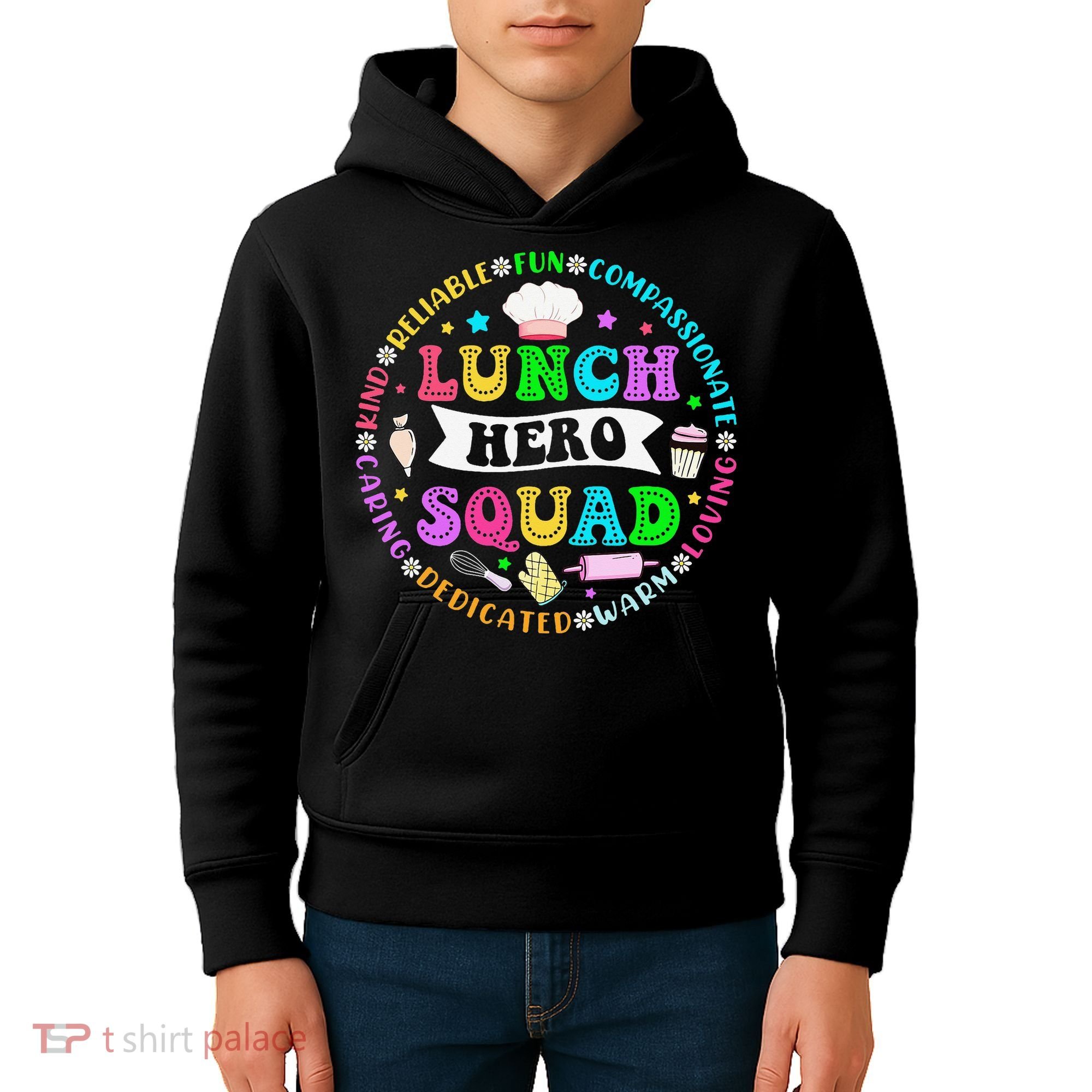 School Lunch Hero Squad Funny Cafeteria Workers Lunch Lady Kids Hoodie