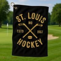 St. Louis Ice Hockey Hoodie Crossed Sticks Golf Towel thumb 1