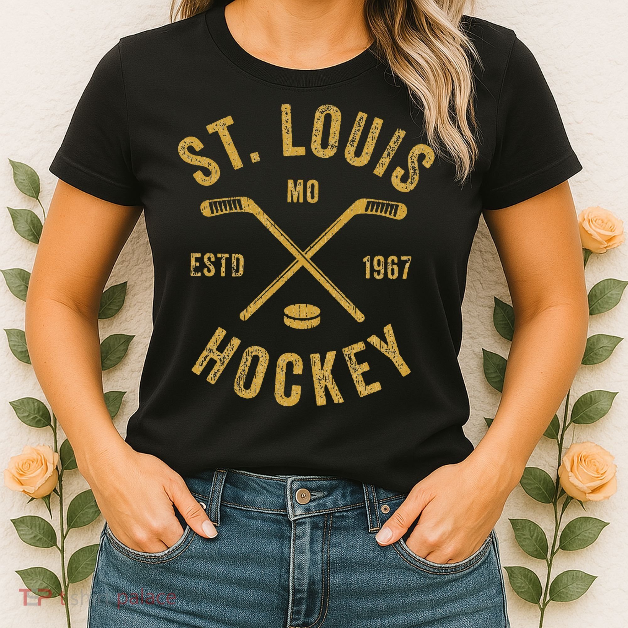 St. Louis Ice Hockey Hoodie Crossed Sticks Women's T-Shirt