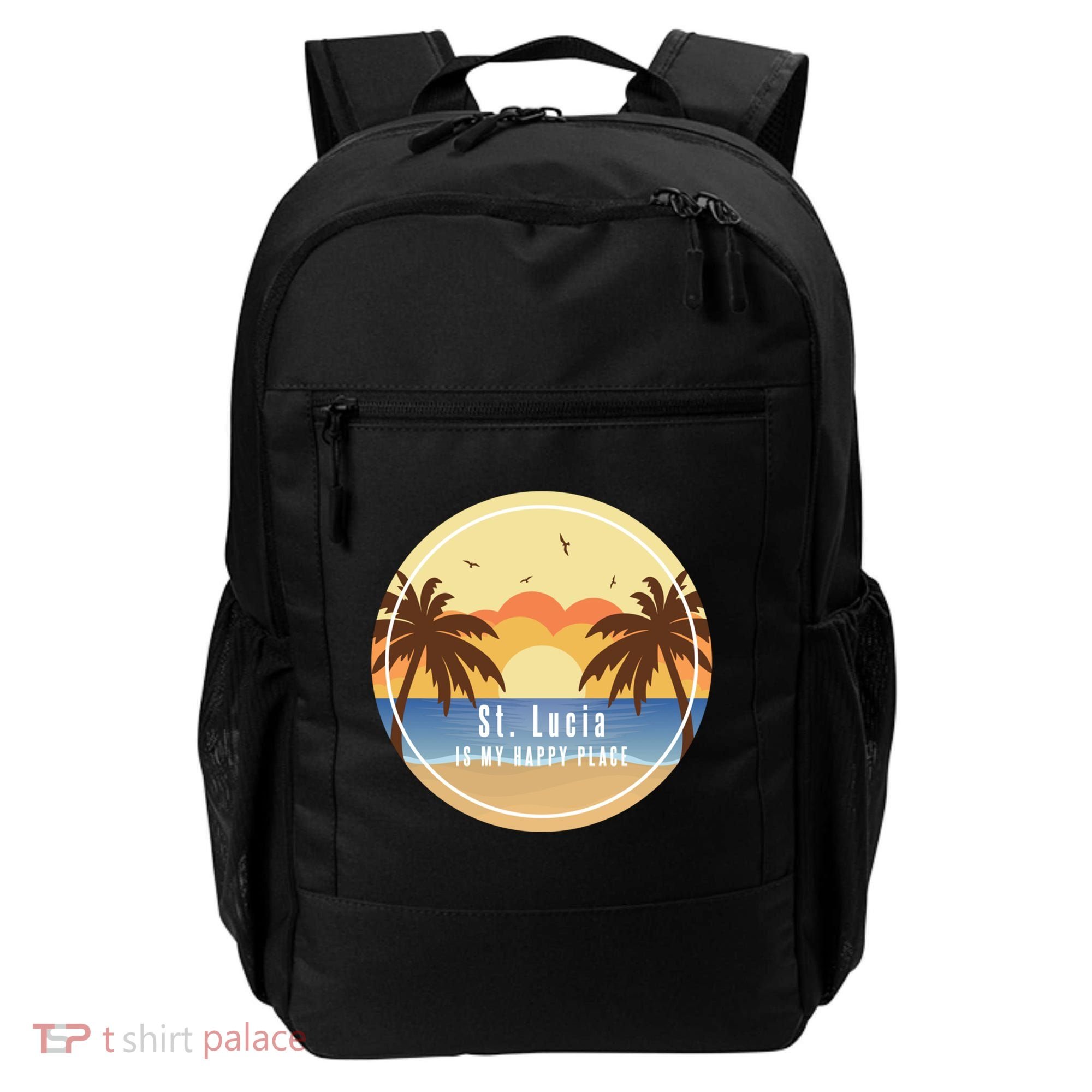 St Lucia Is My Happy Place Fun Beach Vacation Palm Trees Su Meaningful Gift Backpack
