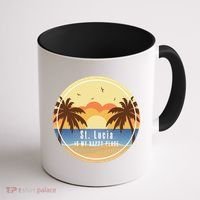 St Lucia Is My Happy Place Fun Beach Vacation Palm Trees Su Meaningful Gift Coffee Mug thumb 1