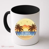 St Lucia Is My Happy Place Fun Beach Vacation Palm Trees Su Meaningful Gift Coffee Mug thumb 0
