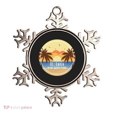 St Lucia Is My Happy Place Fun Beach Vacation Palm Trees Su Meaningful Gift Ornament