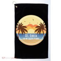 St Lucia Is My Happy Place Fun Beach Vacation Palm Trees Su Meaningful Gift Golf Towel thumb 0