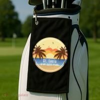 St Lucia Is My Happy Place Fun Beach Vacation Palm Trees Su Meaningful Gift Golf Towel thumb 2
