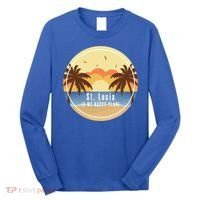 St Lucia Is My Happy Place Fun Beach Vacation Palm Trees Su Meaningful Gift Long Sleeve Shirt thumb 0