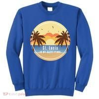 St Lucia Is My Happy Place Fun Beach Vacation Palm Trees Su Meaningful Gift Sweatshirt thumb 0