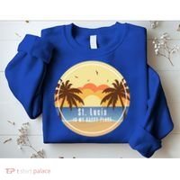 St Lucia Is My Happy Place Fun Beach Vacation Palm Trees Su Meaningful Gift Sweatshirt thumb 2