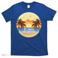 St Lucia Is My Happy Place Fun Beach Vacation Palm Trees Su Meaningful Gift T-Shirt thumb 0