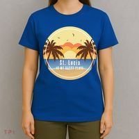 St Lucia Is My Happy Place Fun Beach Vacation Palm Trees Su Meaningful Gift T-Shirt thumb 4