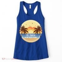 St Lucia Is My Happy Place Fun Beach Vacation Palm Trees Su Meaningful Gift Women's Tank Top thumb 0