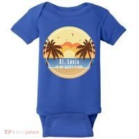 St Lucia Is My Happy Place Fun Beach Vacation Palm Trees Su Meaningful Gift Baby Bodysuit thumb 0