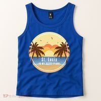 St Lucia Is My Happy Place Fun Beach Vacation Palm Trees Su Meaningful Gift Tank Top thumb 2