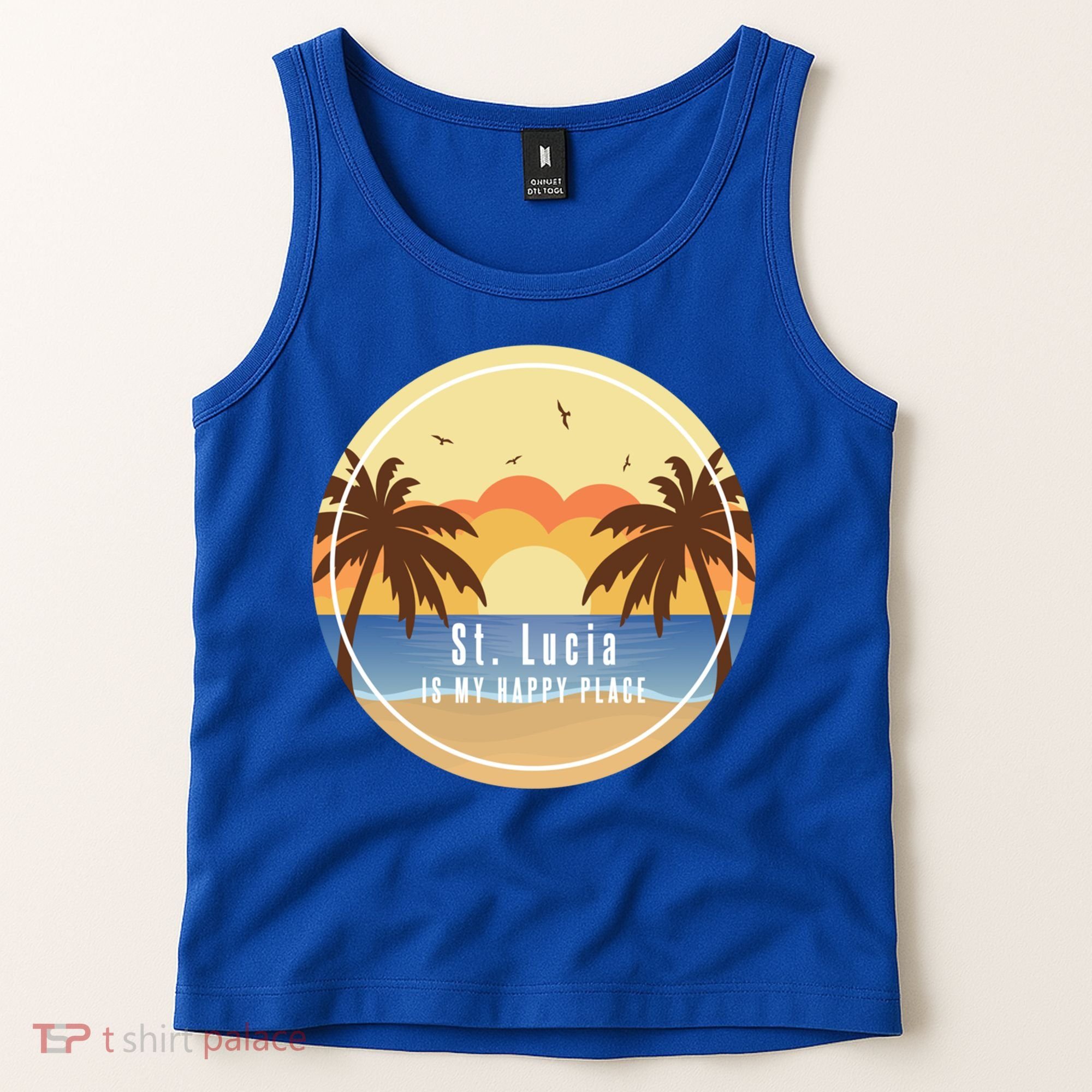 St Lucia Is My Happy Place Fun Beach Vacation Palm Trees Su Meaningful Gift Tank Top