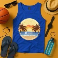 St Lucia Is My Happy Place Fun Beach Vacation Palm Trees Su Meaningful Gift Tank Top thumb 4