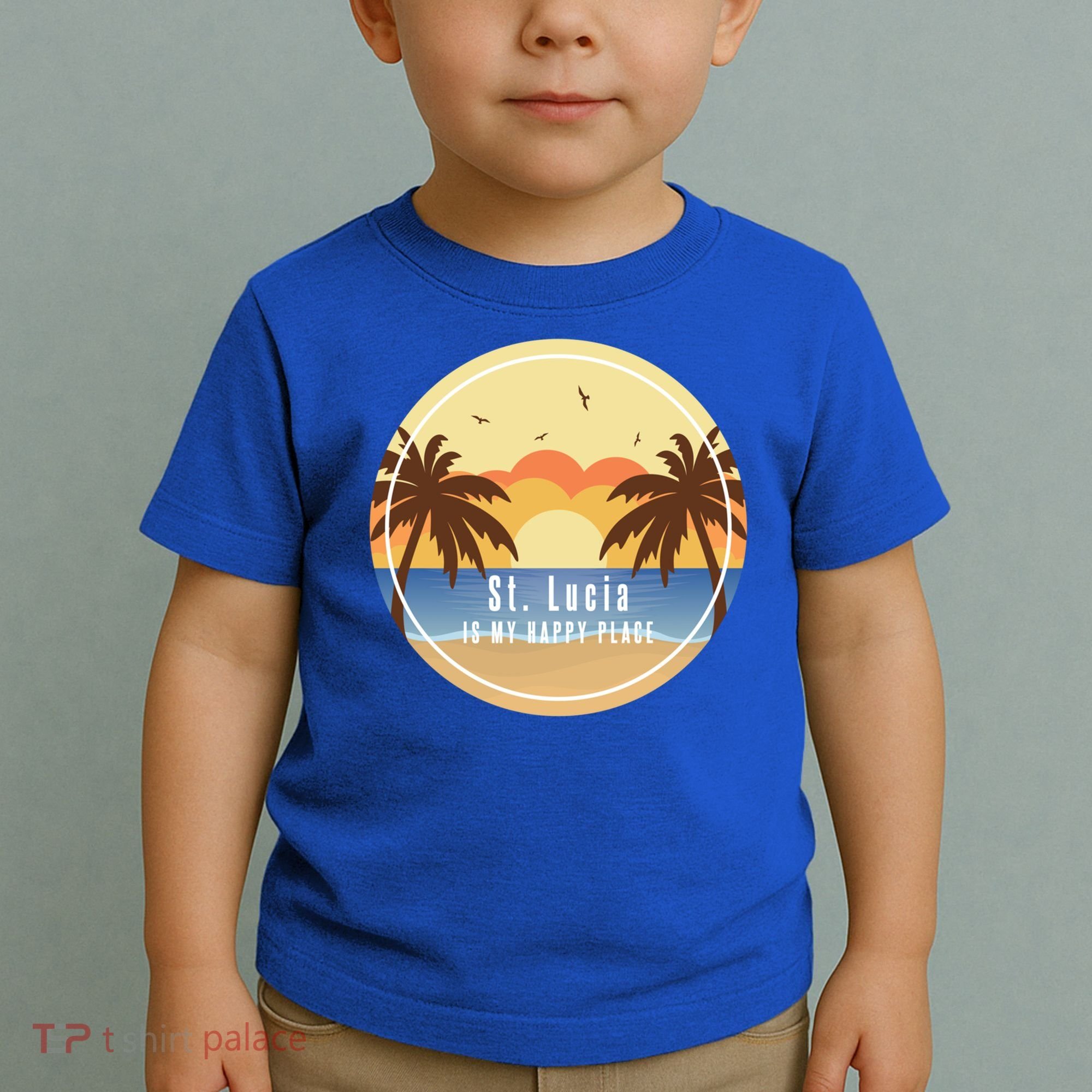 St Lucia Is My Happy Place Fun Beach Vacation Palm Trees Su Meaningful Gift Toddler T-Shirt