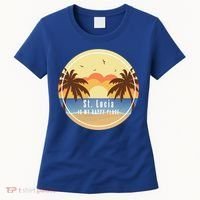 St Lucia Is My Happy Place Fun Beach Vacation Palm Trees Su Meaningful Gift Women's T-Shirt thumb 0