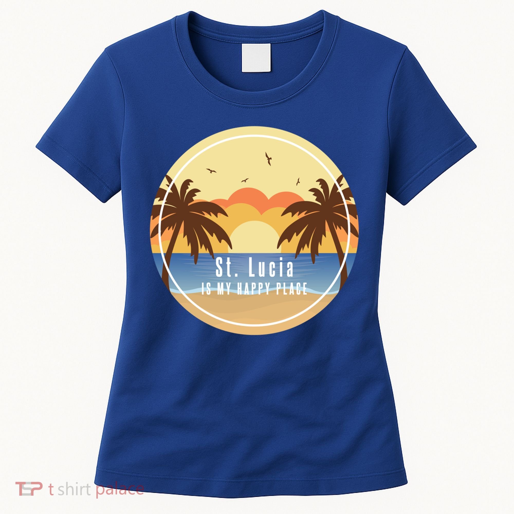St Lucia Is My Happy Place Fun Beach Vacation Palm Trees Su Meaningful Gift Women's T-Shirt