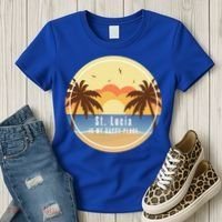 St Lucia Is My Happy Place Fun Beach Vacation Palm Trees Su Meaningful Gift Women's T-Shirt thumb 3