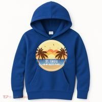 St Lucia Is My Happy Place Fun Beach Vacation Palm Trees Su Meaningful Gift Kids Hoodie thumb 0