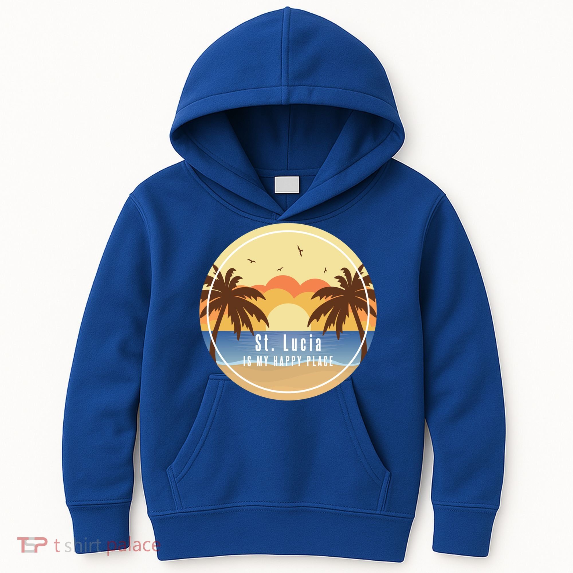 St Lucia Is My Happy Place Fun Beach Vacation Palm Trees Su Meaningful Gift Kids Hoodie