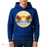 St Lucia Is My Happy Place Fun Beach Vacation Palm Trees Su Meaningful Gift Kids Hoodie thumb 4