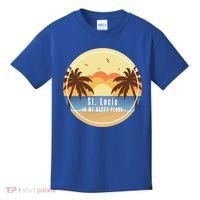 St Lucia Is My Happy Place Fun Beach Vacation Palm Trees Su Meaningful Gift Kids T-Shirt thumb 0