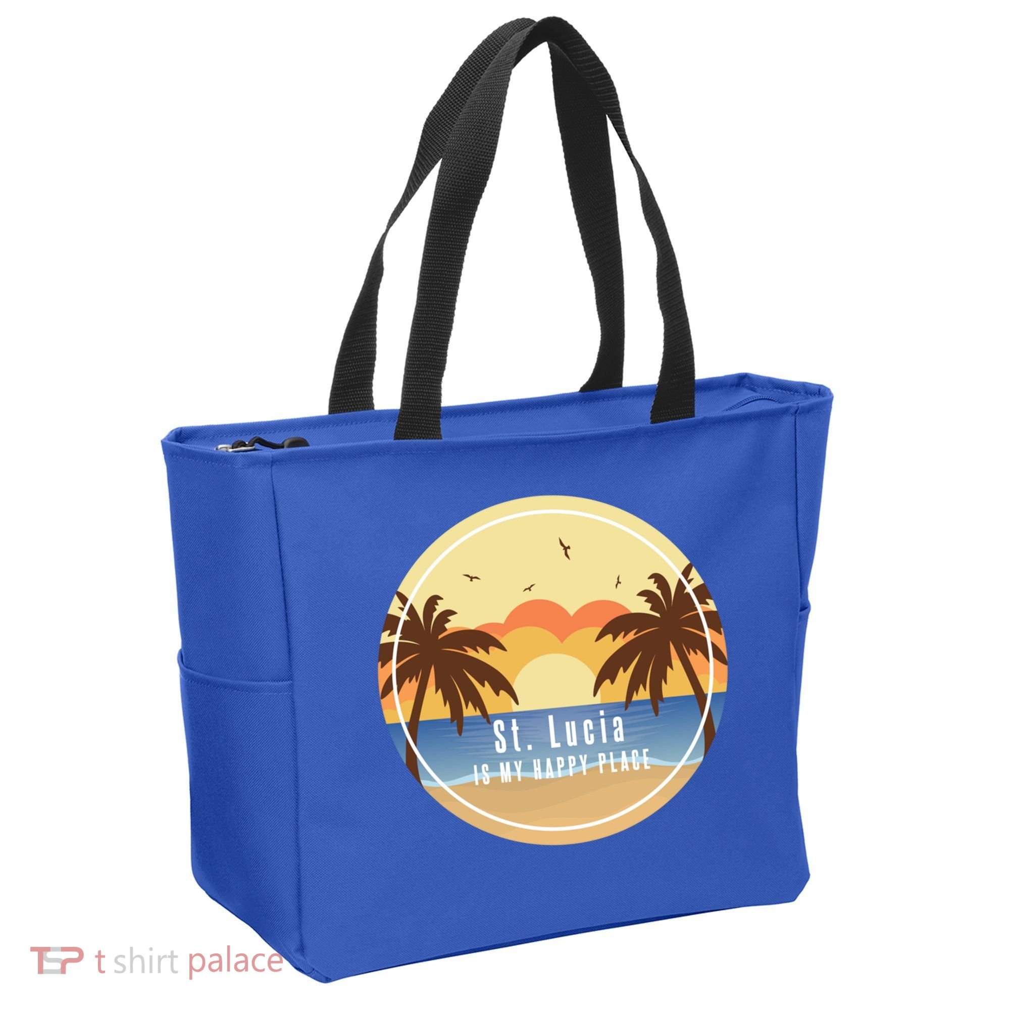 St Lucia Is My Happy Place Fun Beach Vacation Palm Trees Su Meaningful Gift Tote Bag