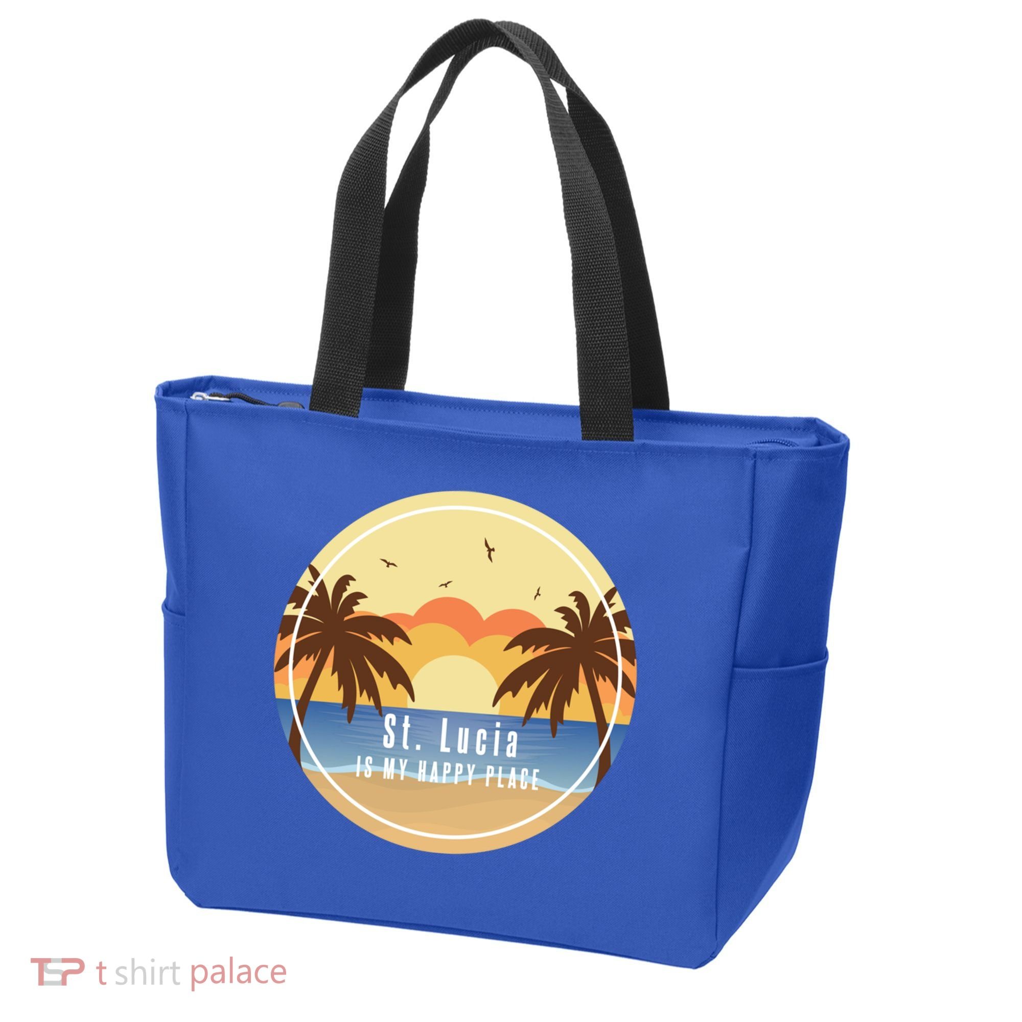 St Lucia Is My Happy Place Fun Beach Vacation Palm Trees Su Meaningful Gift Tote Bag
